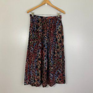 Vintage Full Maxi Abstract Print Skirt